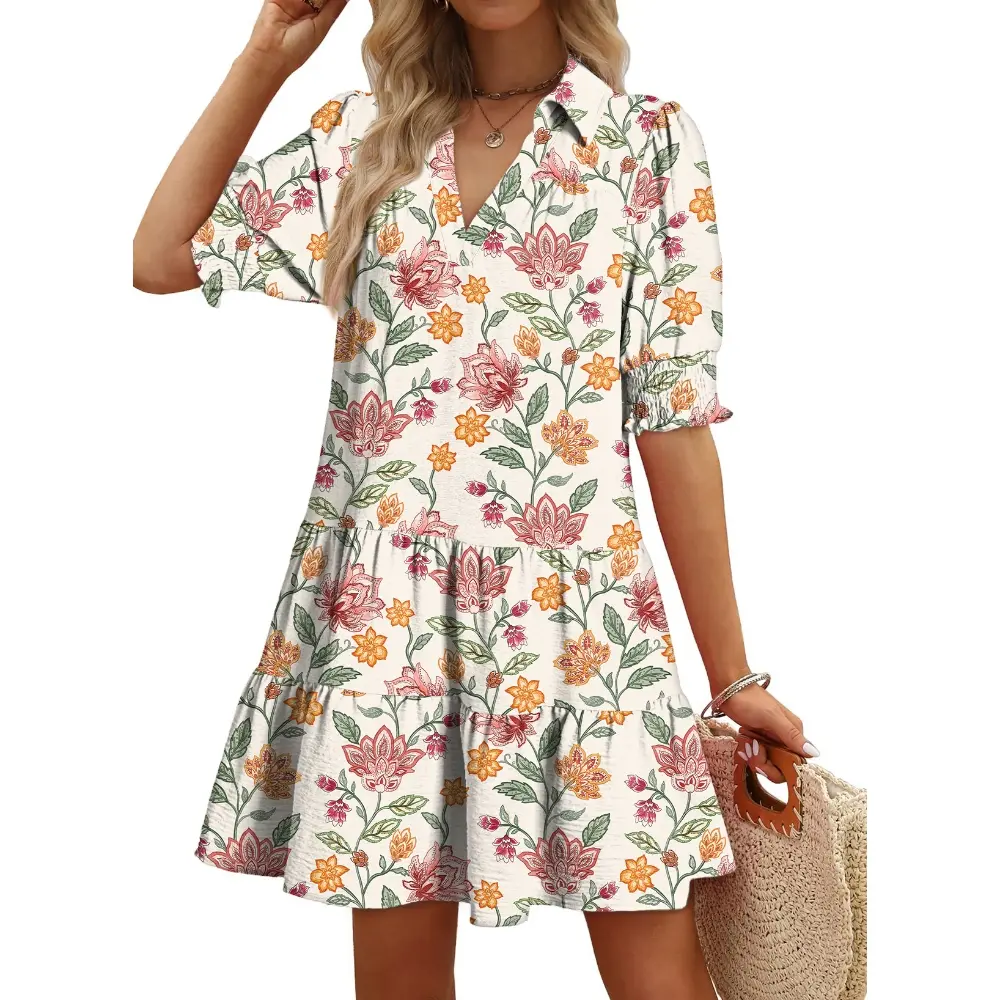 Dokotoo Women's Pleated Midi Summer Dress - V Neck