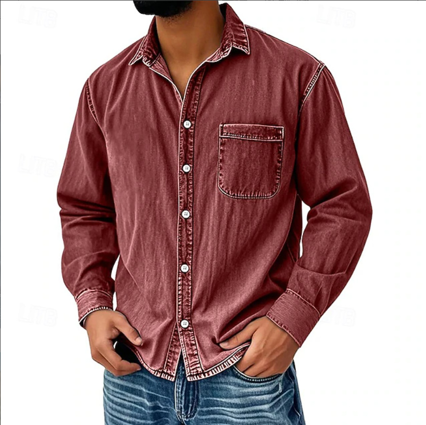 Clearance Sale: 10 pack for $32.99 – Men's Vintage Washed Cotton Denim Shirt