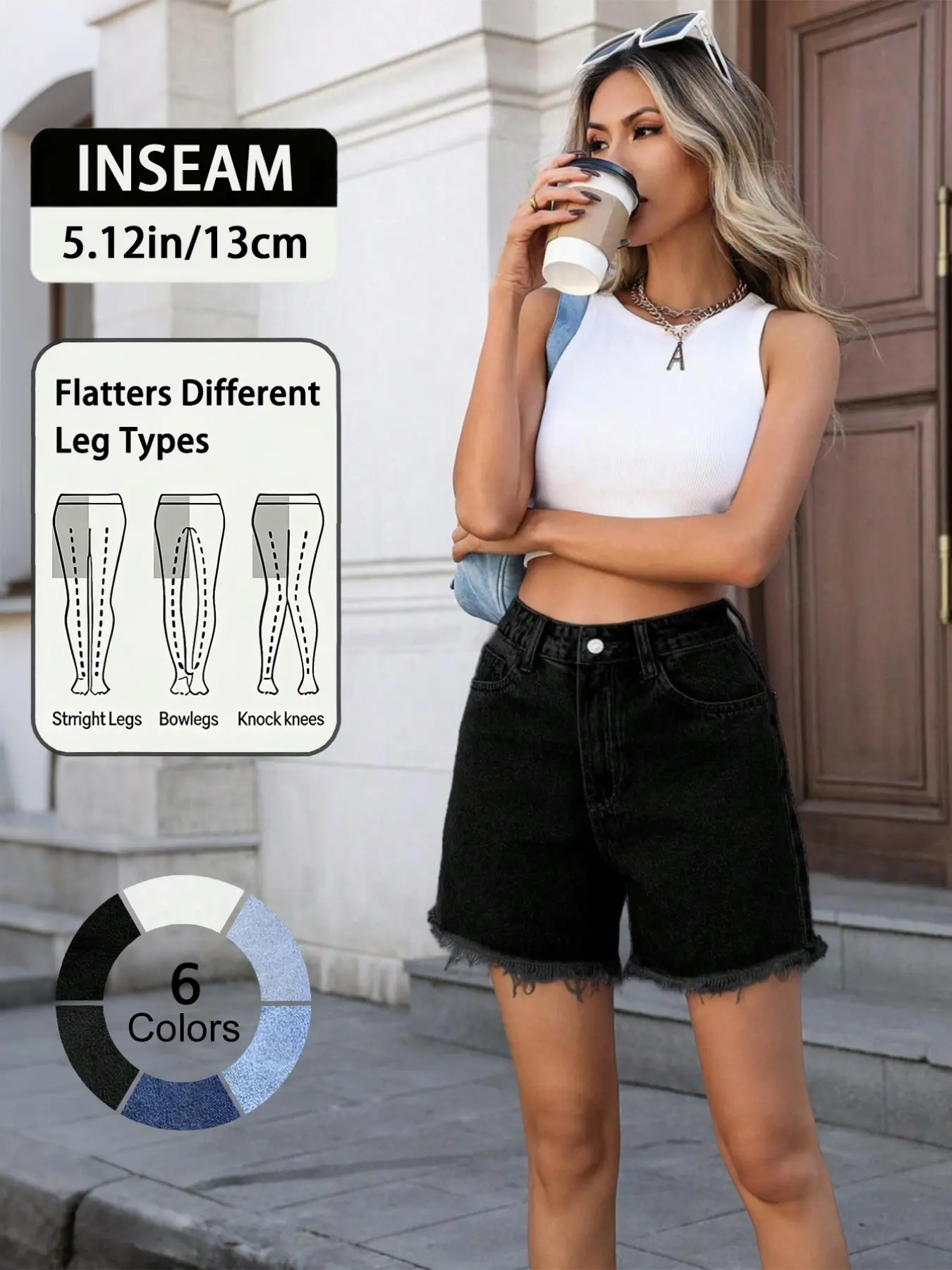 Women's High-Waisted Denim Shorts – Relaxed Fit Frayed Hem Summer Jean Shorts