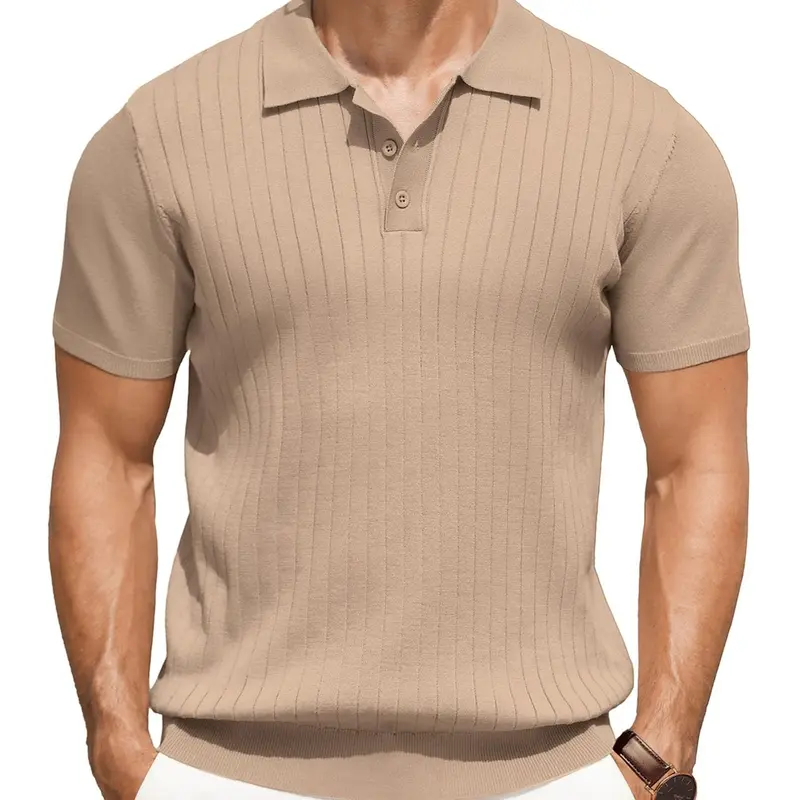 Men’s Knit Polo Shirt 4-Pack | Lightweight Short Sleeve Textured Casual Tops