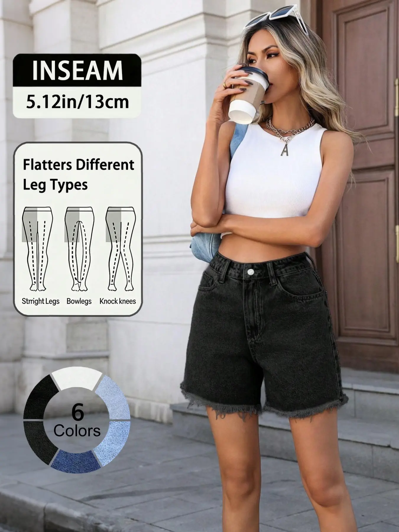 Women's High-Waisted Denim Shorts – Relaxed Fit Frayed Hem Summer Jean Shorts