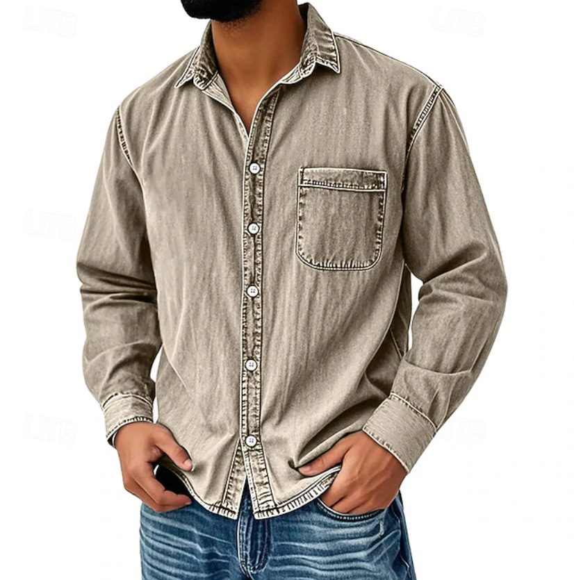 Clearance Sale: 10 pack for $32.99 – Men's Vintage Washed Cotton Denim Shirt