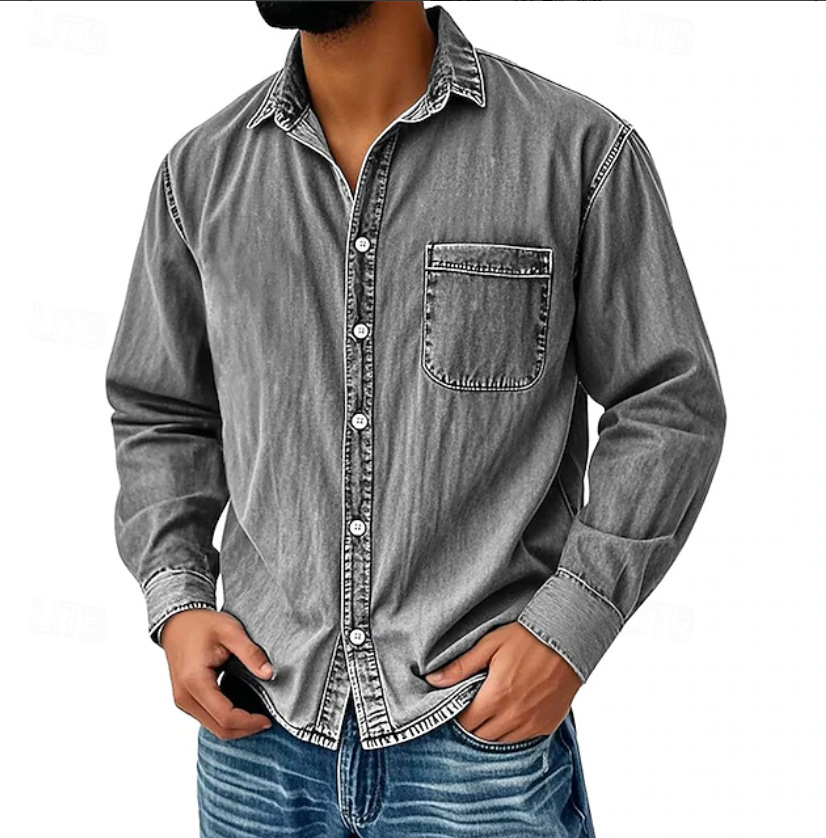Clearance Sale: 10 pack for $32.99 – Men's Vintage Washed Cotton Denim Shirt