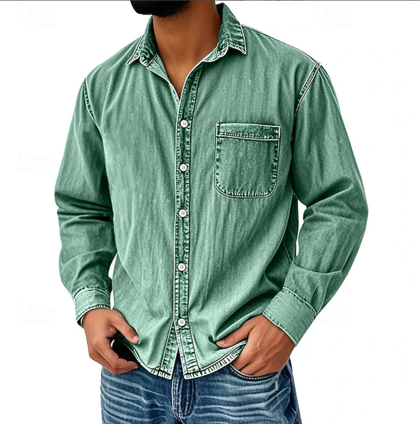 Clearance Sale: 10 pack for $32.99 – Men's Vintage Washed Cotton Denim Shirt