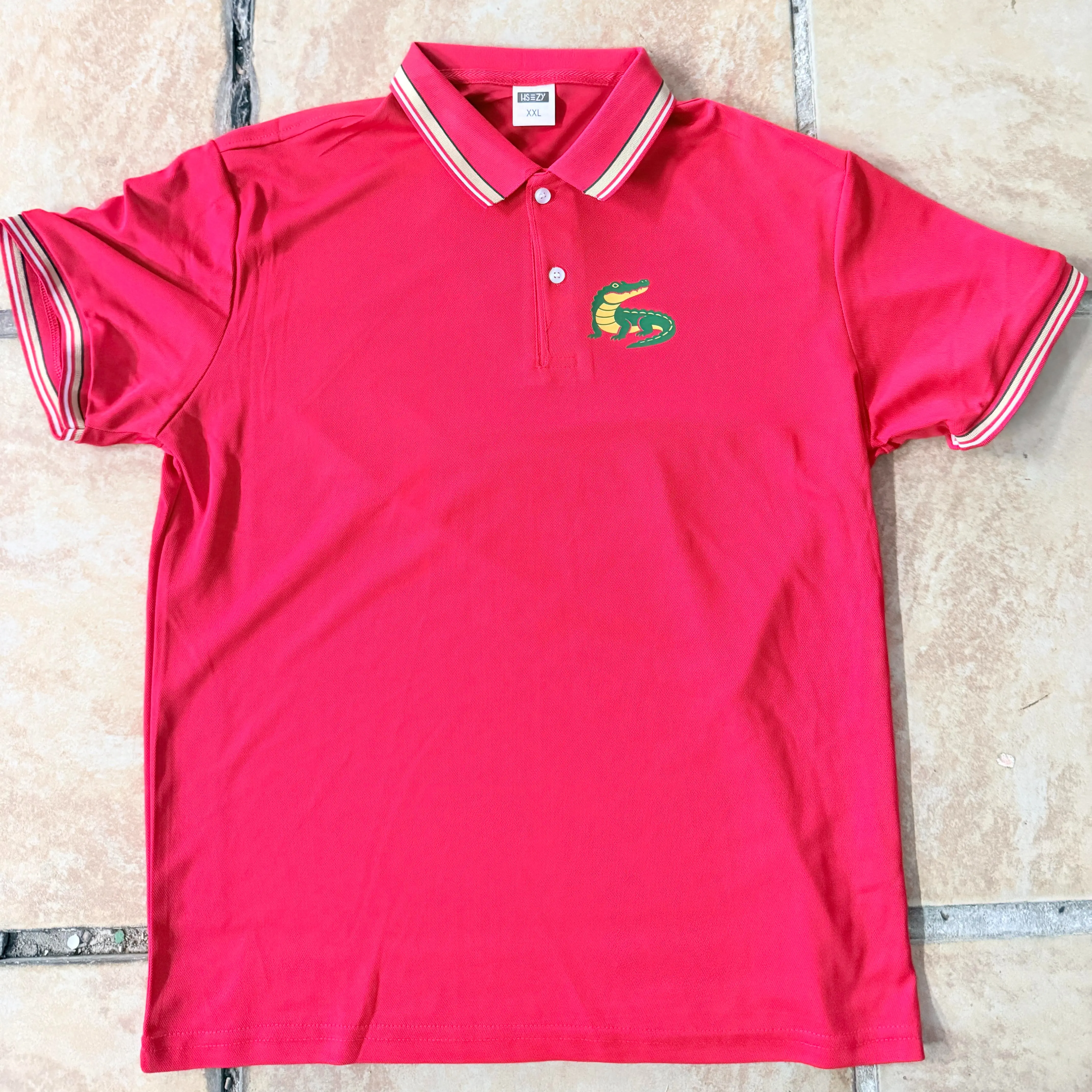 Men’s 5-pack alligator print polo shirts—lightweight, quick-drying, breathable summer short-sleeve collared T-shirts for business casual wear. Suitable for commuting, everyday wear, and light business outfits; pairs well with dress pants and casual trouse
