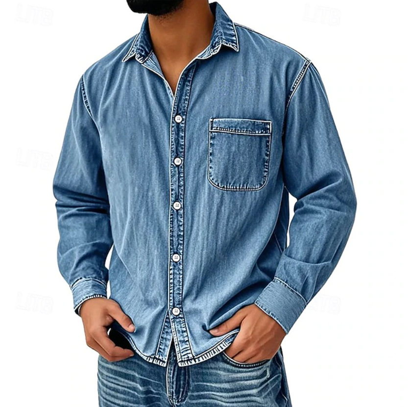 Clearance Sale: 10 pack for $32.99 – Men's Vintage Washed Cotton Denim Shirt