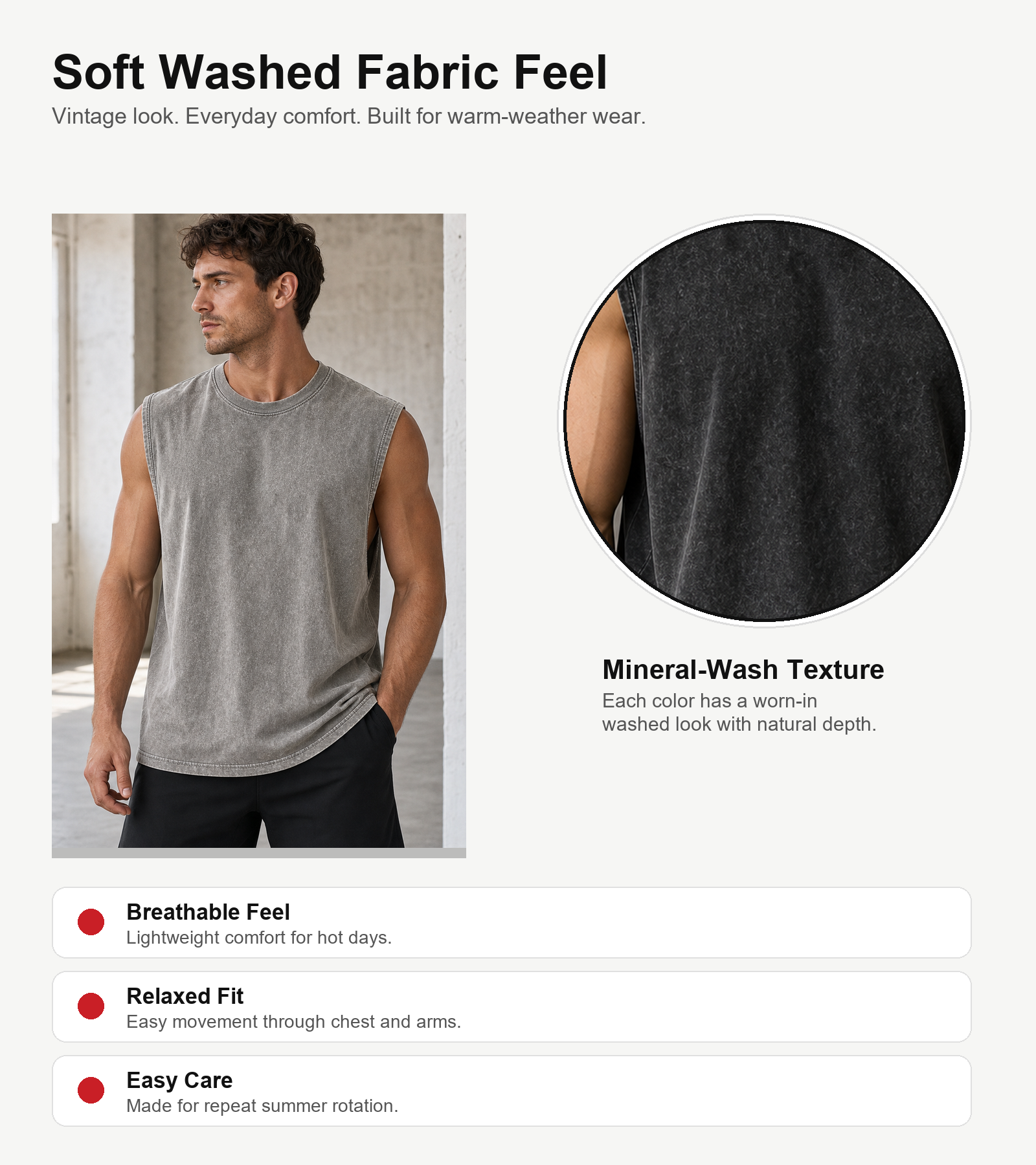 Soft washed fabric introduction graphic