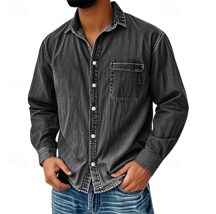 Clearance Sale: 10 pack for $32.99 – Men's Vintage Washed Cotton Denim Shirt