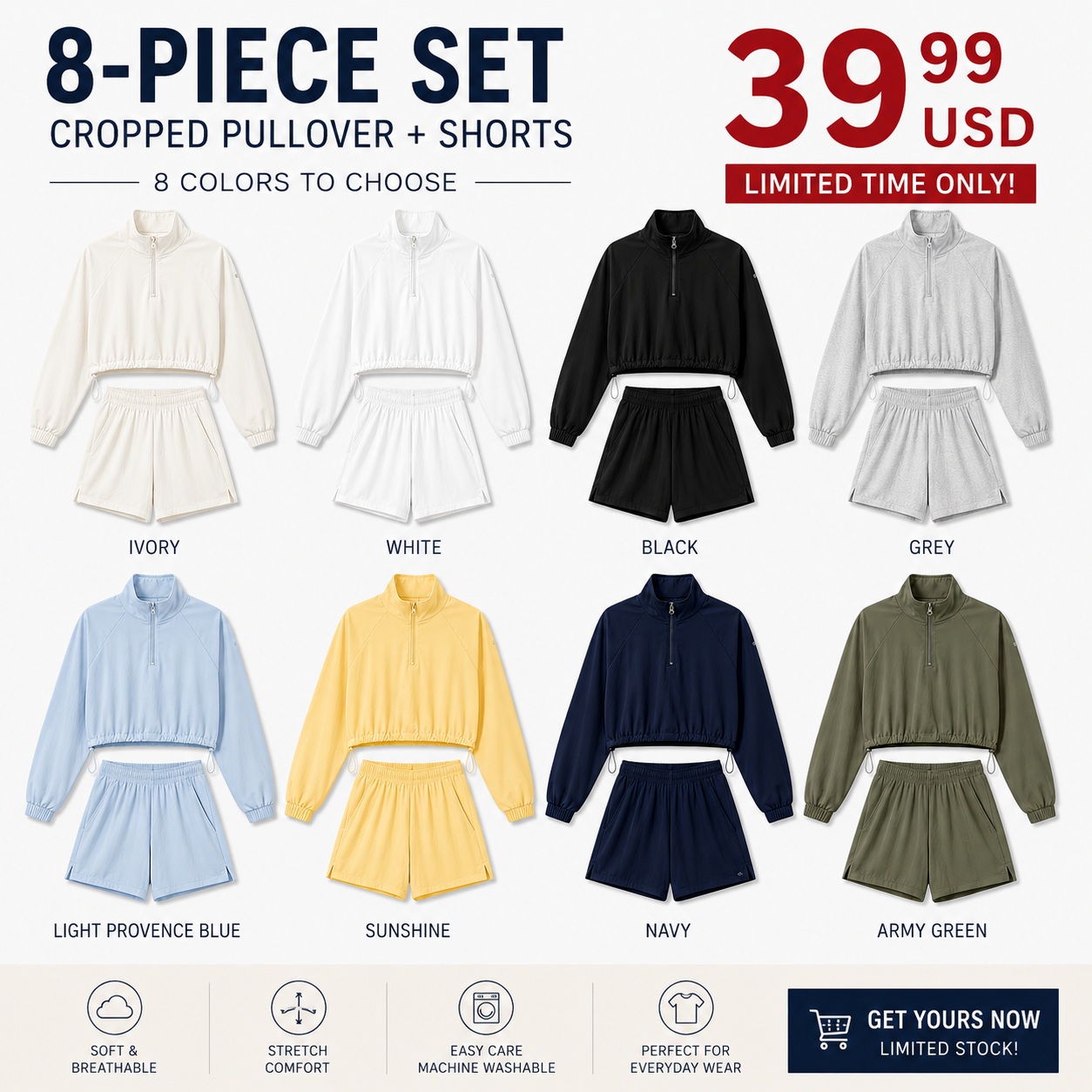 🔥Hot Deal! Women's 8-Piece Tracksuit Set | Limited Time Clearance