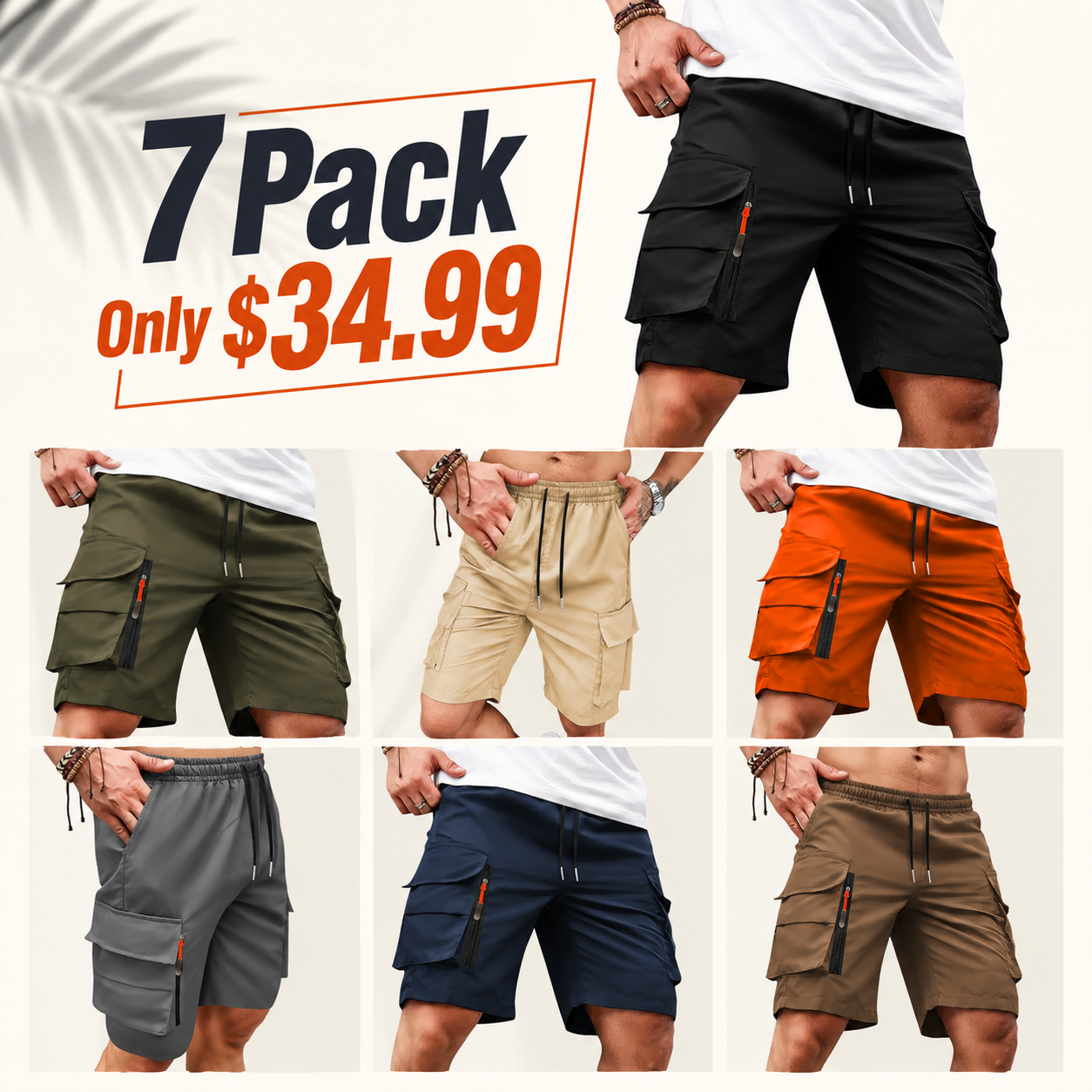 Men's Lightweight Quick-Dry Cargo Shorts with Multi-Pocket Design