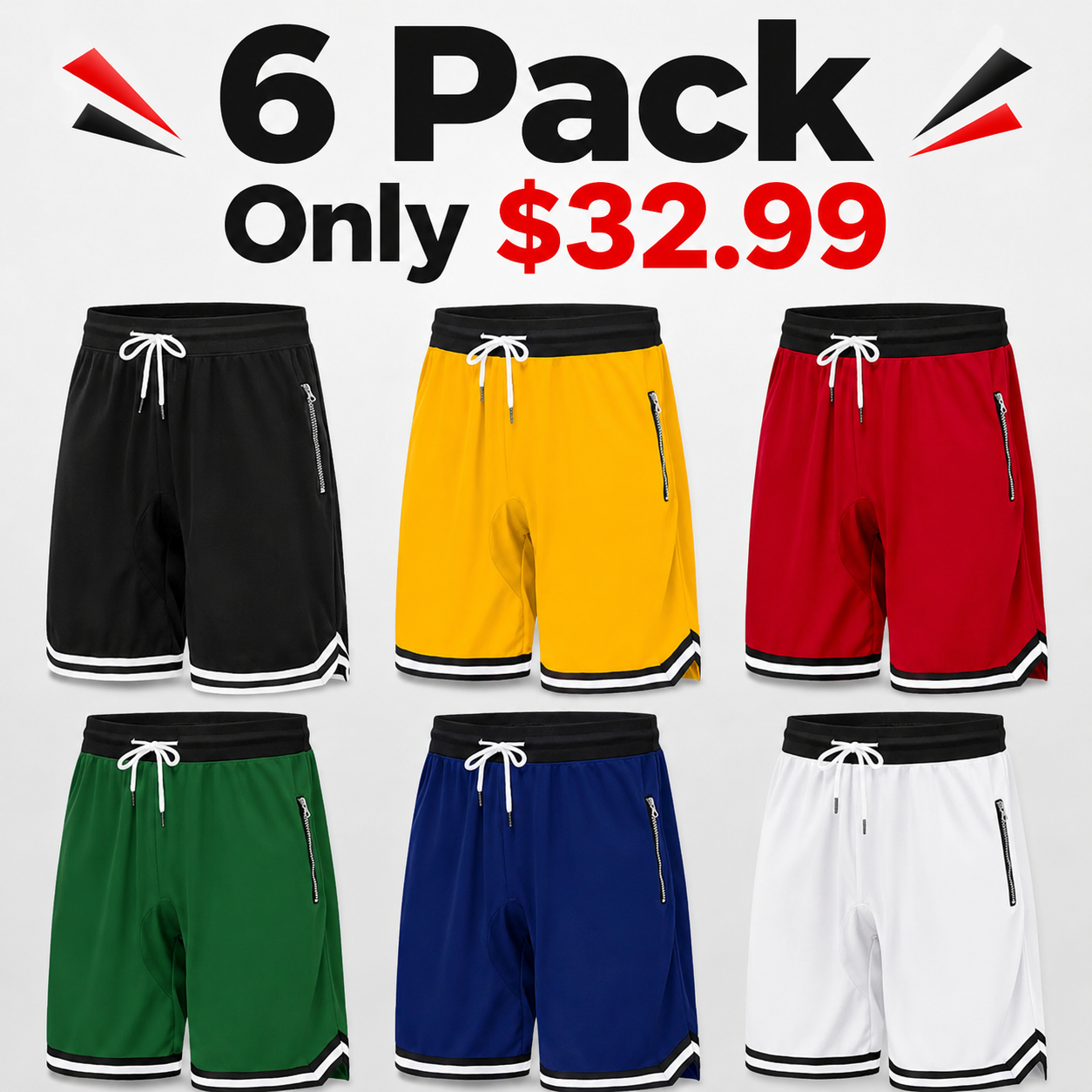 Men's Athletic Basketball Shorts – Quick Dry Lightweight Mesh Gym Shorts with Zipper Pocket
