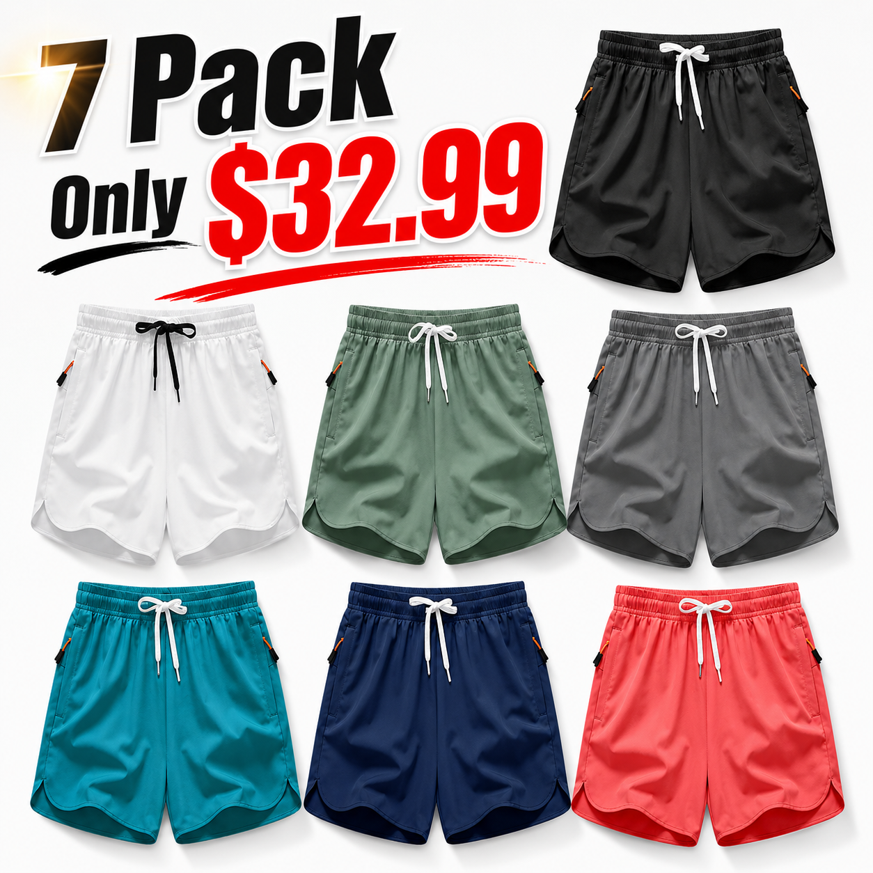 Men’s Quick-Dry Athletic Shorts with Zipper Pockets | Lightweight Active Shorts S-6XL