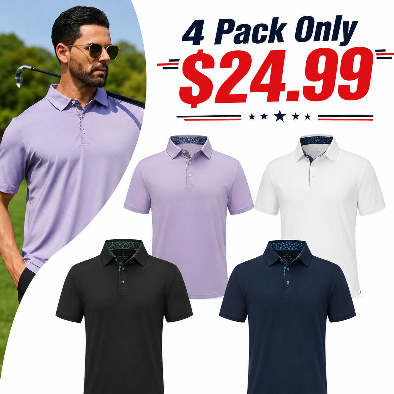 Men’s Performance Polo Shirt | Moisture-Wicking Stretch Golf Polo