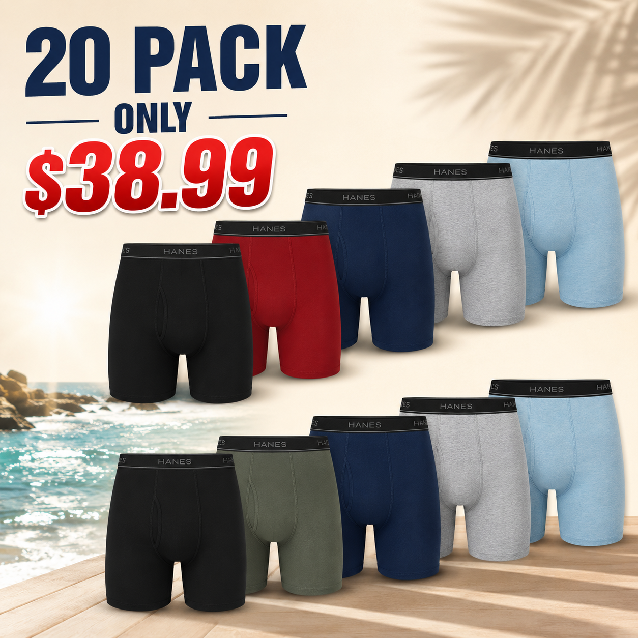 Hanes Men's Cotton Boxer Briefs - Comfortable Fit