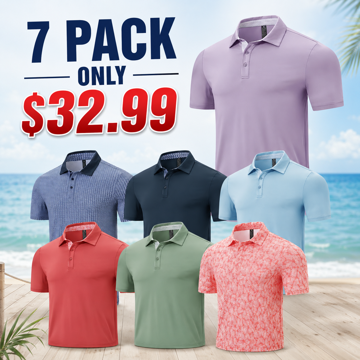 Men’s Performance Stretch Polo Shirt – Breathable Quick-Dry Casual Golf Tee