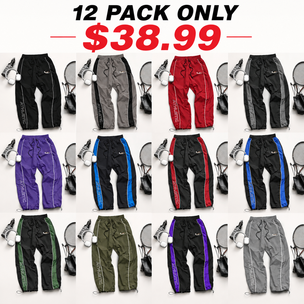 Men's Casual Sporty Long Pants with Elastic Cuffs