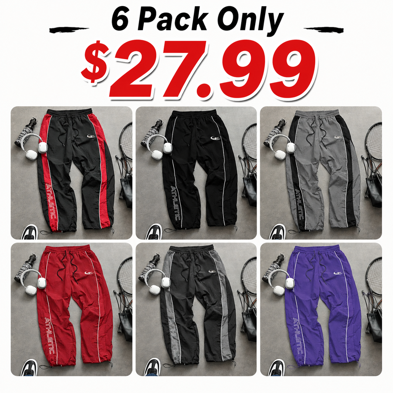 Men's Casual Sporty Long Pants with Elastic Cuffs