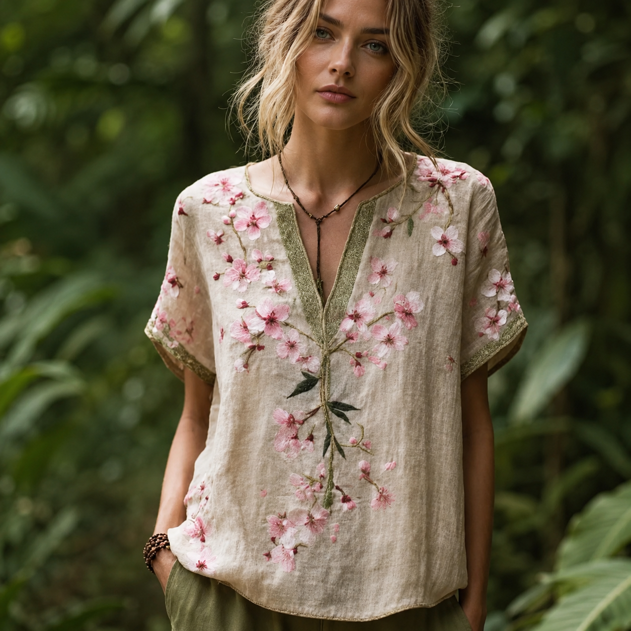 9 Pack Only$32.99-Comfortable and trendy women's clothing, Bohemian style V-neck short-sleeved T-shirt