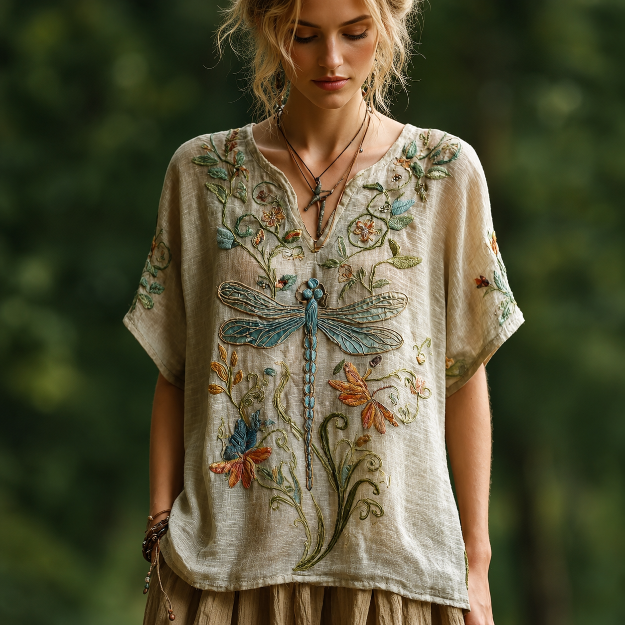 9 Pack Only$32.99-Comfortable and trendy women's clothing, Bohemian style V-neck short-sleeved T-shirt