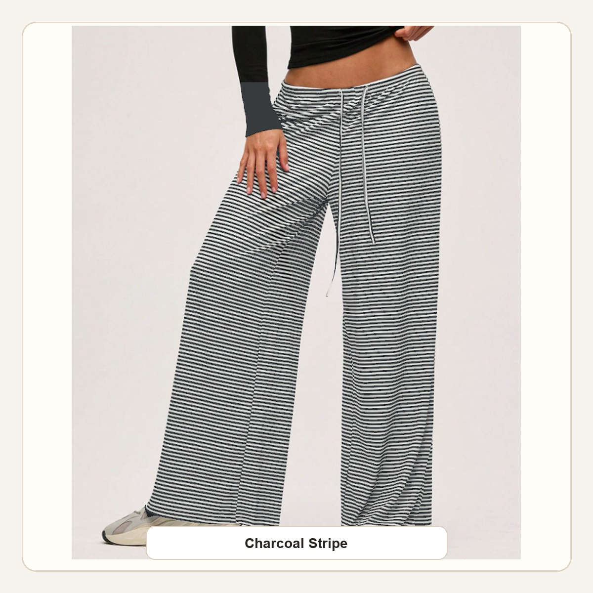 Women's Striped Wide-Leg Drawstring Lounge Pants
