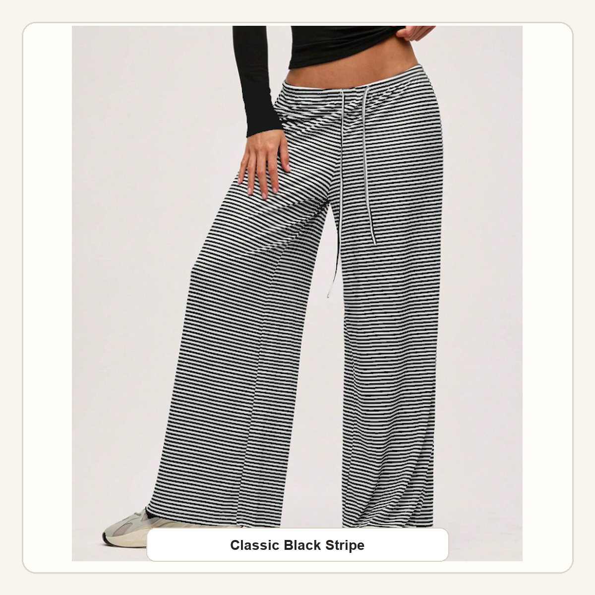 Women's Striped Wide-Leg Drawstring Lounge Pants
