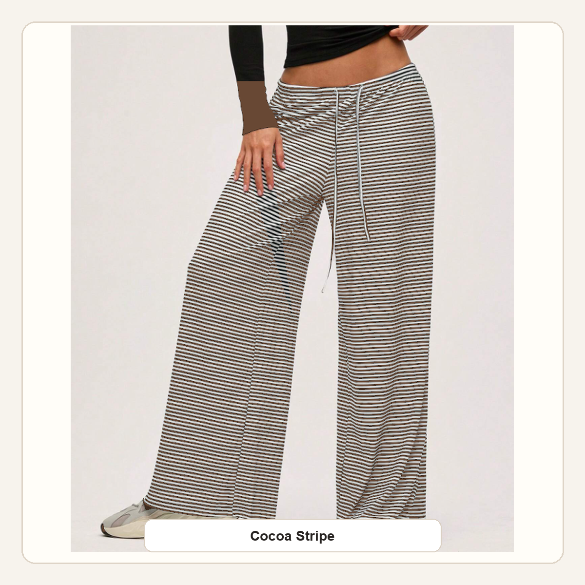 Women's Striped Wide-Leg Drawstring Lounge Pants
