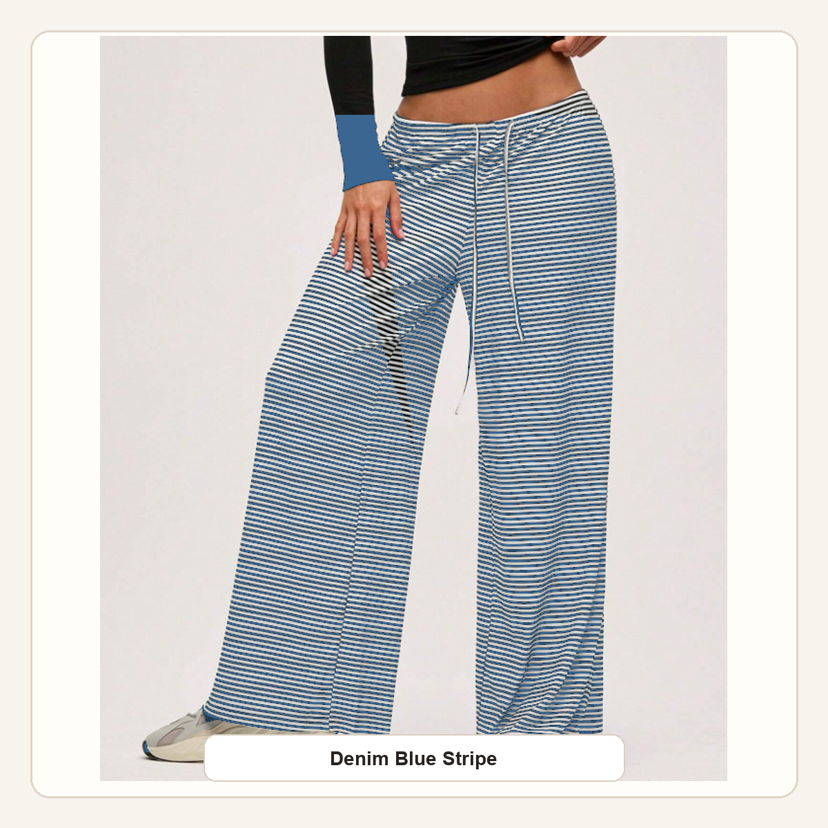 Women's Striped Wide-Leg Drawstring Lounge Pants