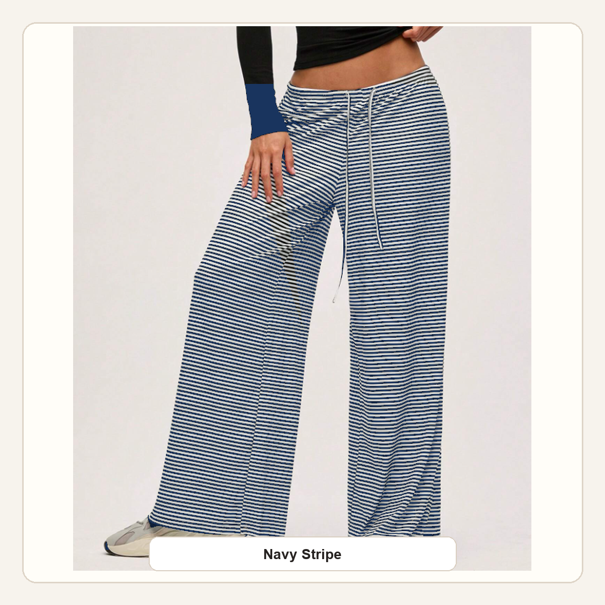Women's Striped Wide-Leg Drawstring Lounge Pants