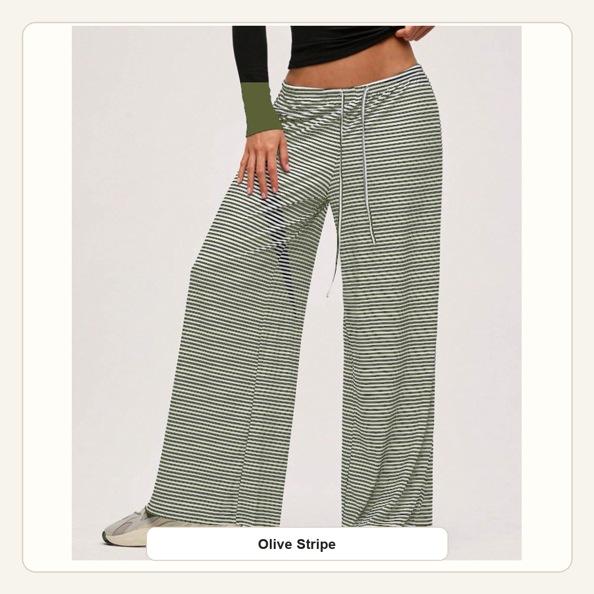 Women's Striped Wide-Leg Drawstring Lounge Pants