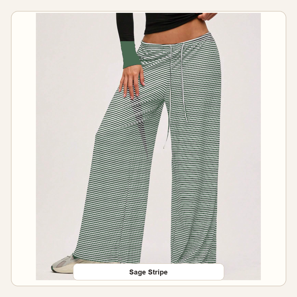 Women's Striped Wide-Leg Drawstring Lounge Pants