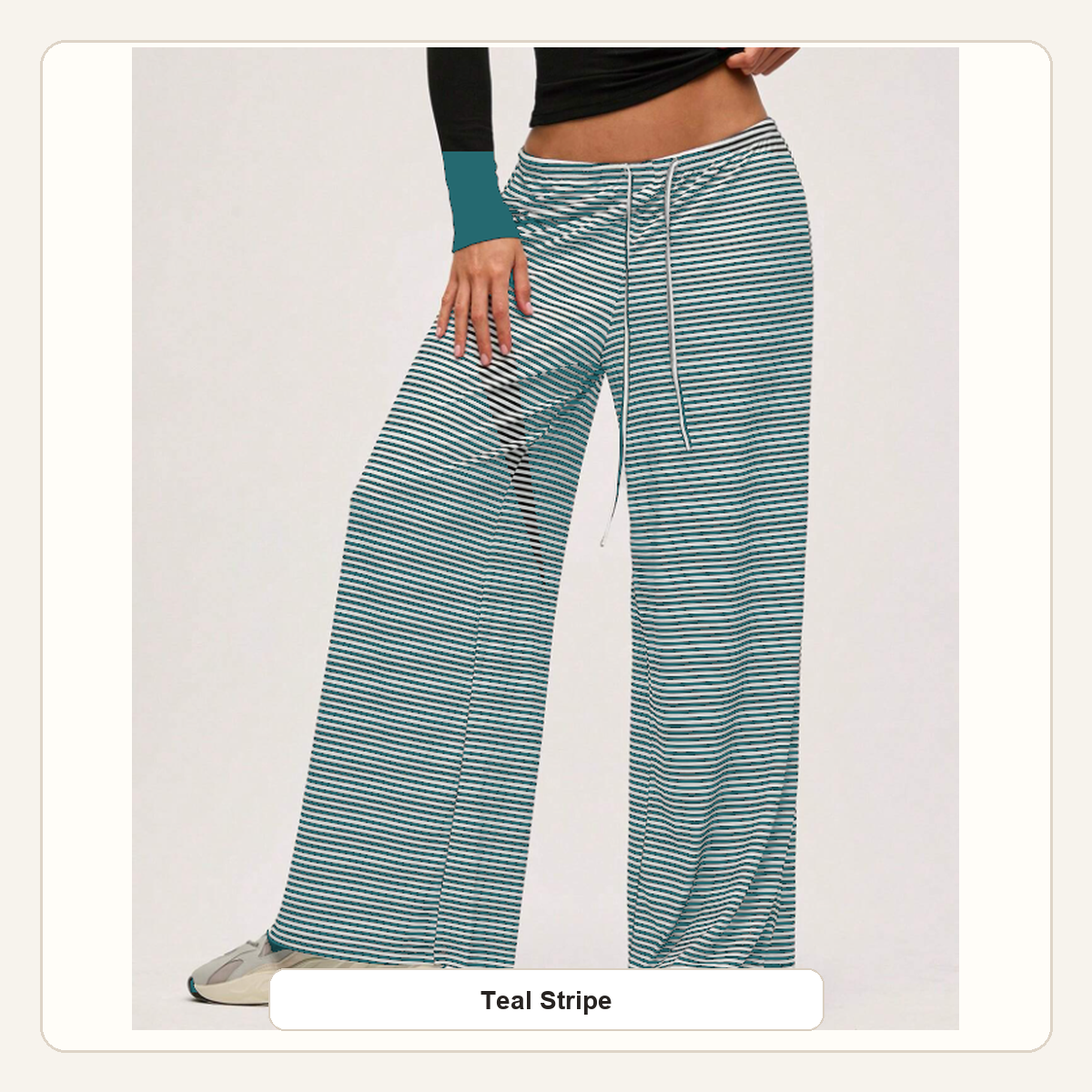 Women's Striped Wide-Leg Drawstring Lounge Pants