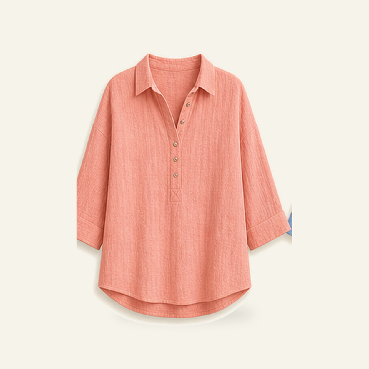 🥰12 Pack Only$36.99-Women's Linen-Gauze Button Placket Collared Blouses