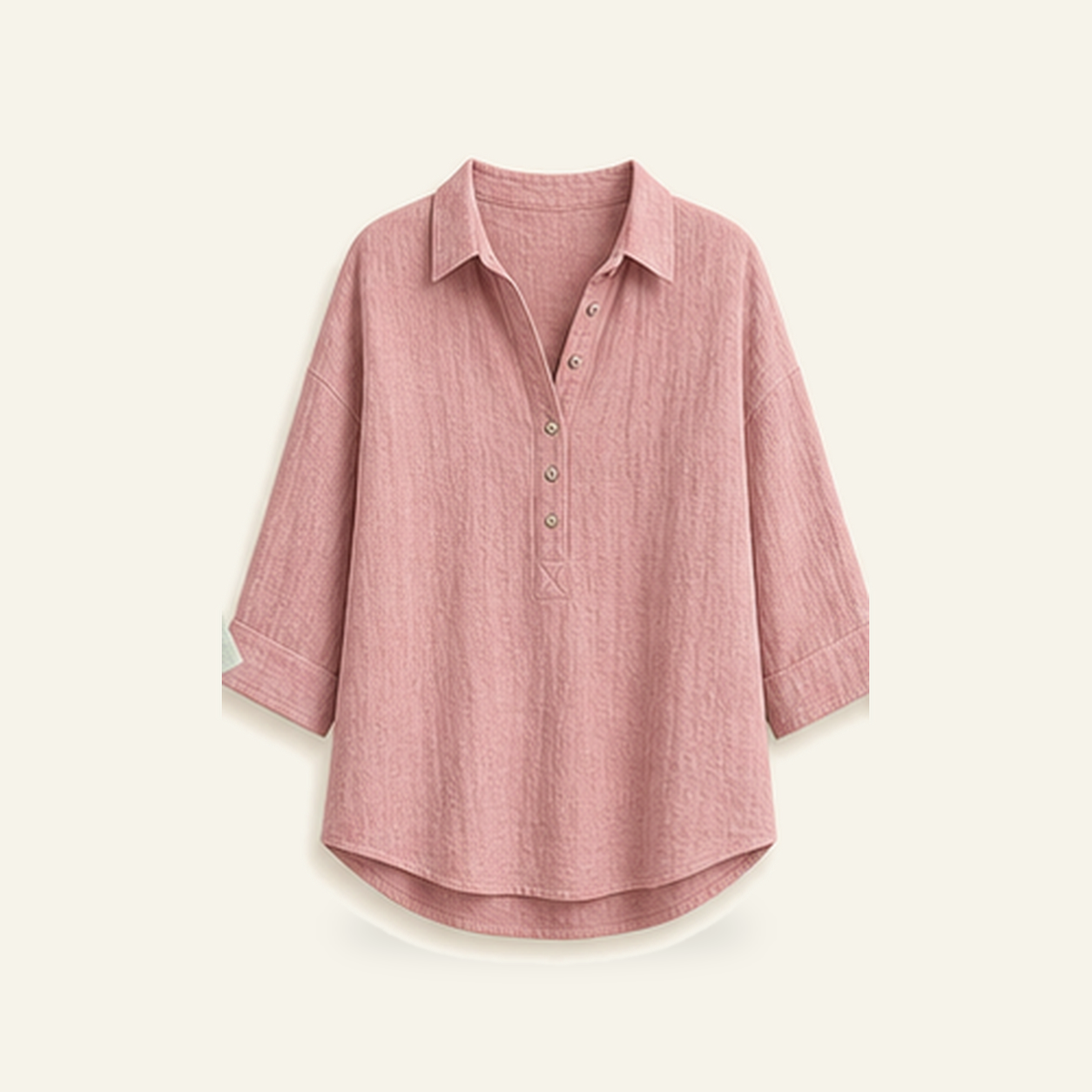 🥰12 Pack Only$36.99-Women's Linen-Gauze Button Placket Collared Blouses