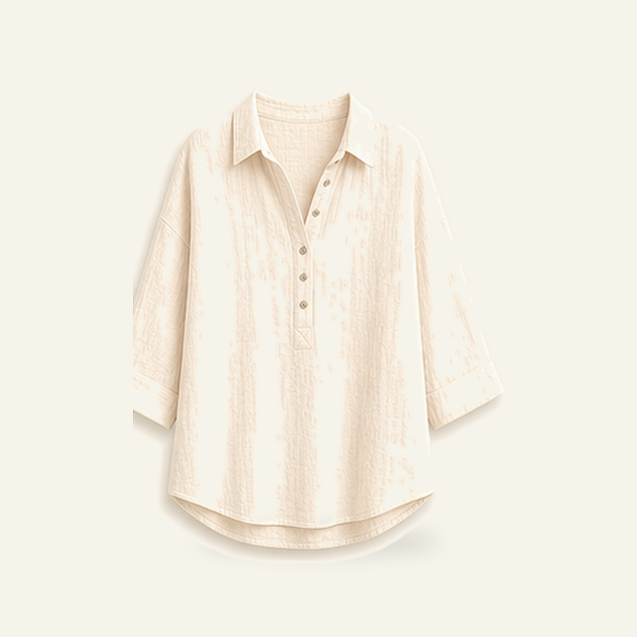 🥰12 Pack Only$36.99-Women's Linen-Gauze Button Placket Collared Blouses