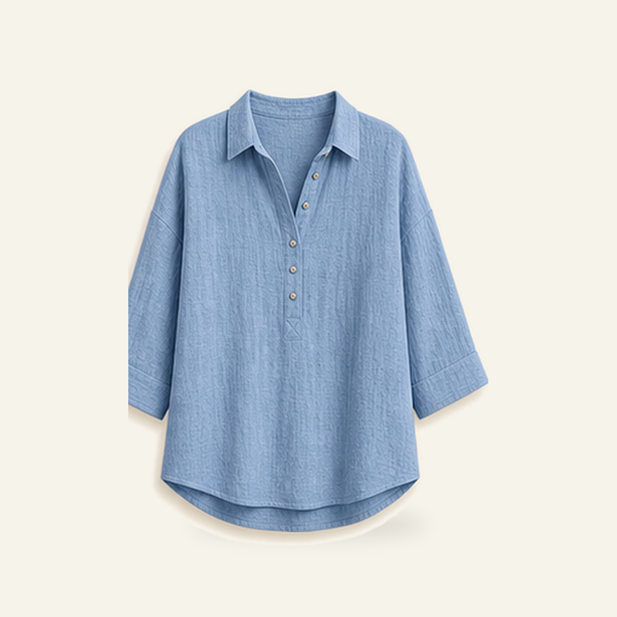 🥰12 Pack Only$36.99-Women's Linen-Gauze Button Placket Collared Blouses