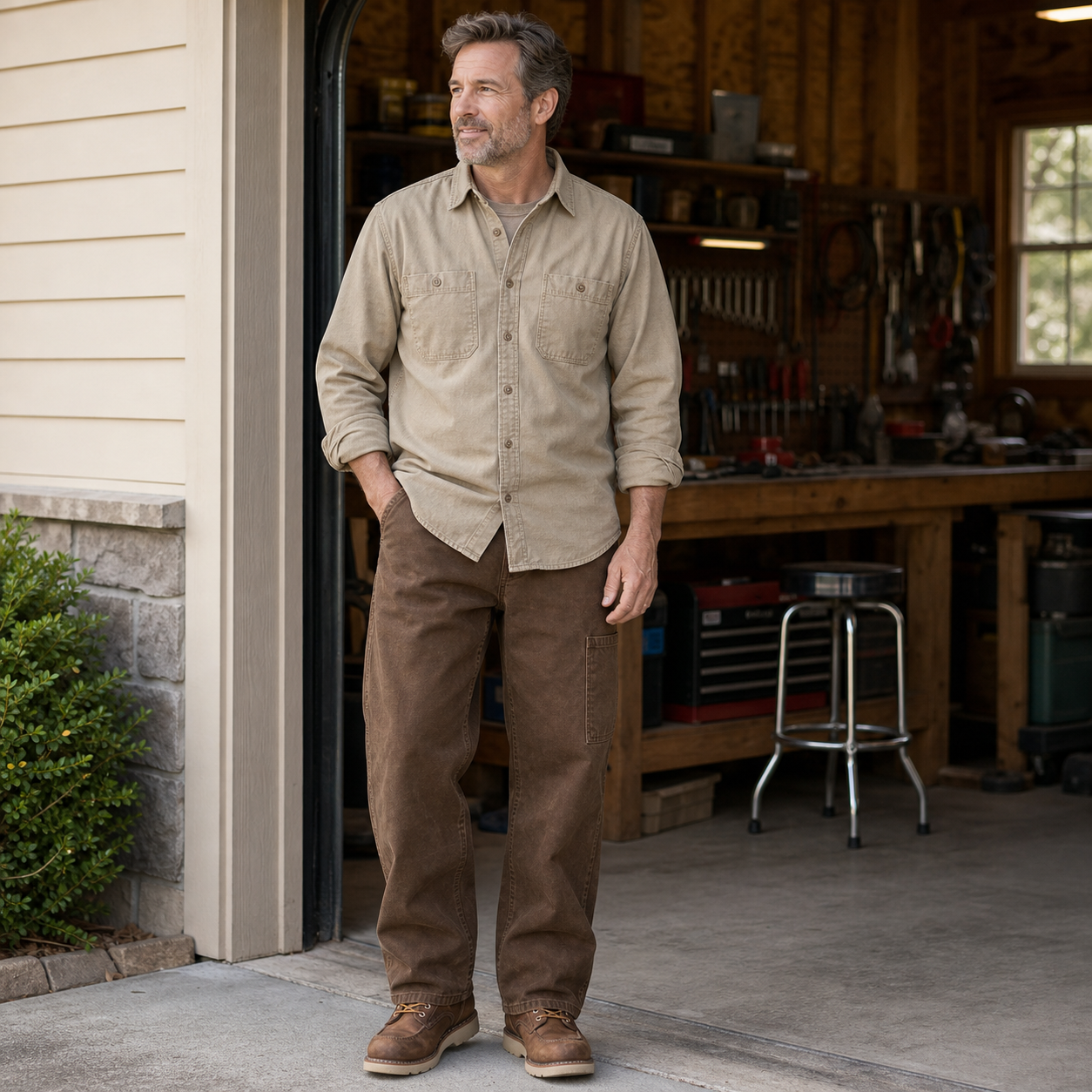 Men's Washed Duck Utility Work Pants
