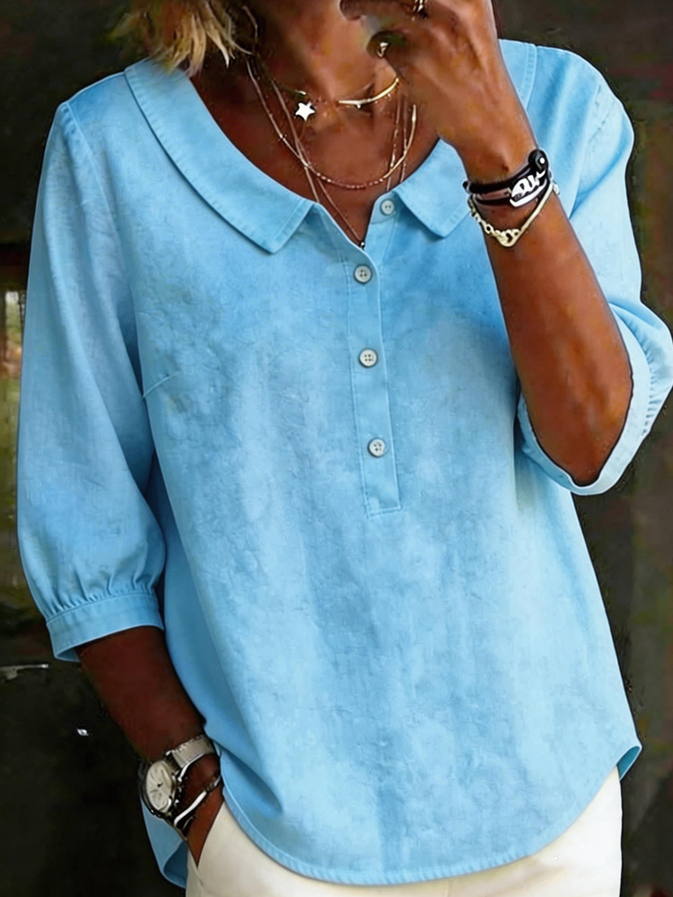 Stylish, comfortable, and versatile - Women's collared button-down top