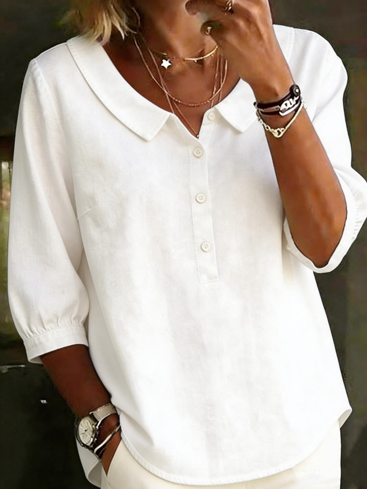 Stylish, comfortable, and versatile - Women's collared button-down top