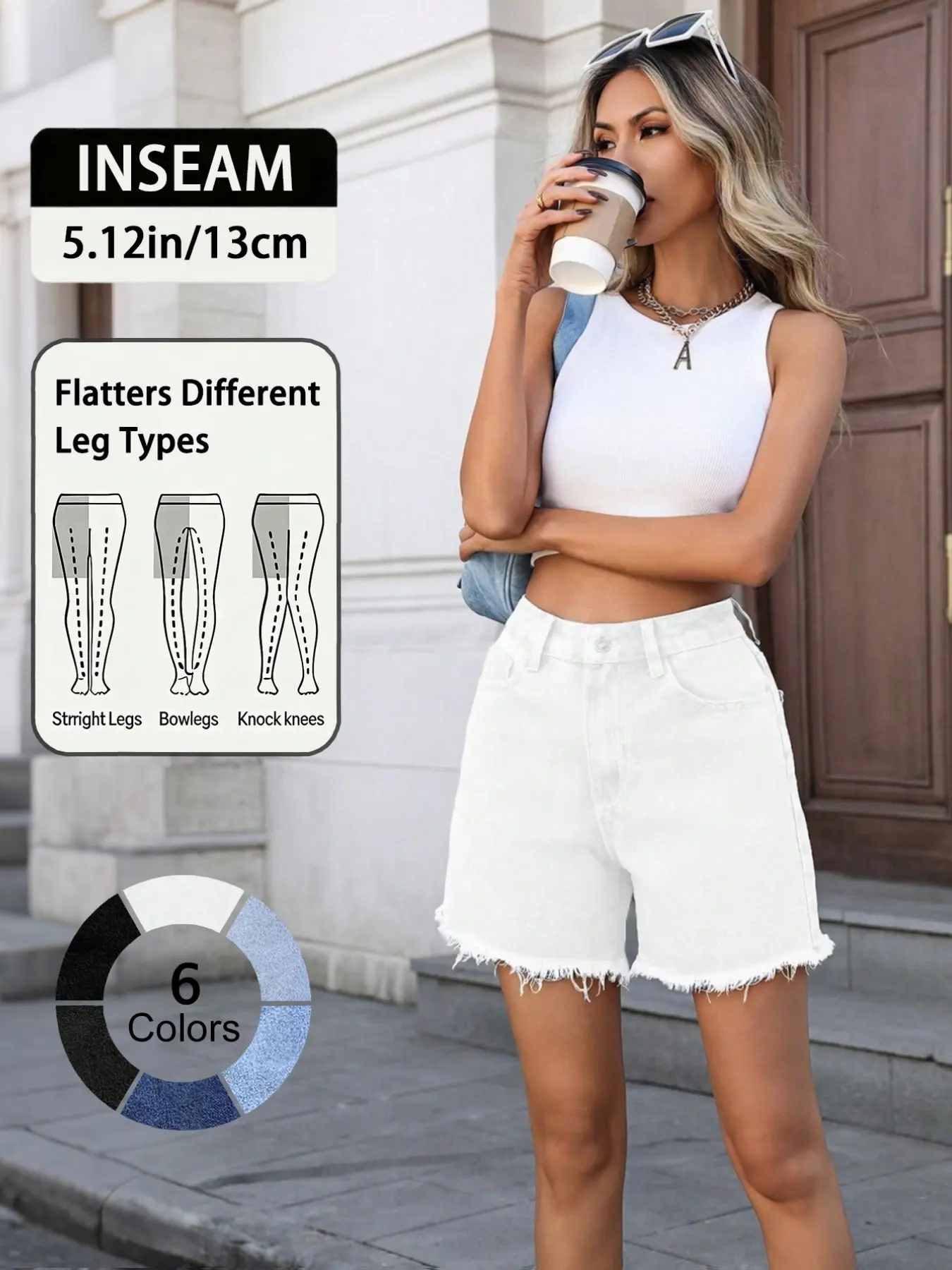 Women's High-Waisted Denim Shorts – Relaxed Fit Frayed Hem Summer Jean Shorts