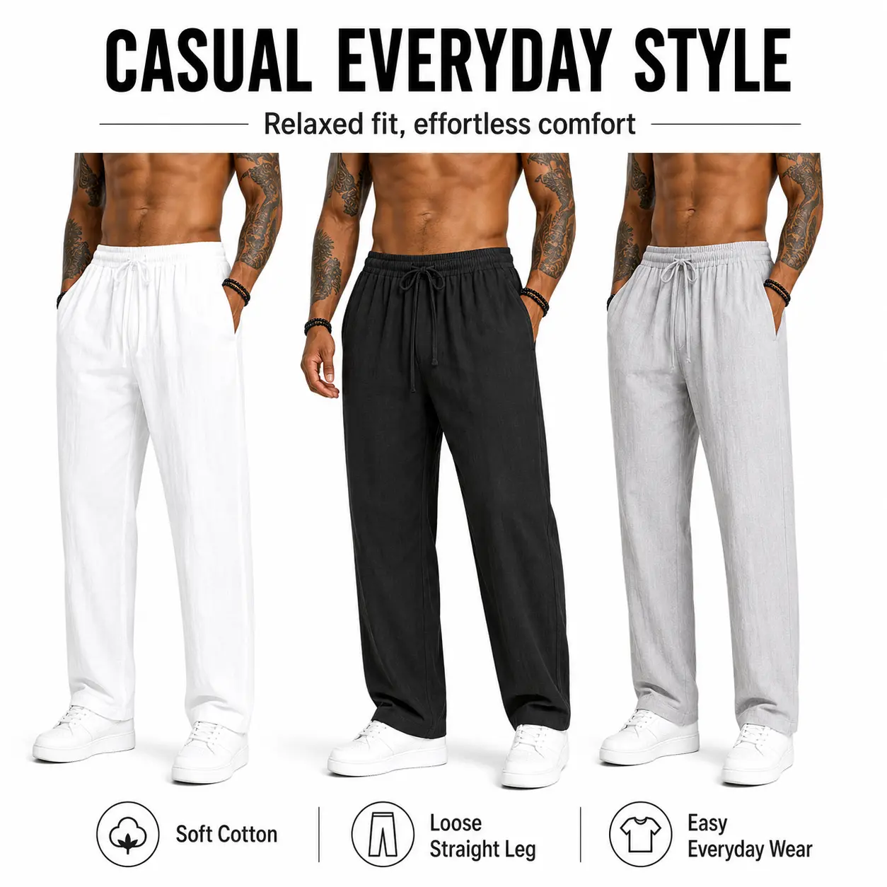 Cotton Lounge Pants for Men – 5 Colors, Soft & Relaxed Fit