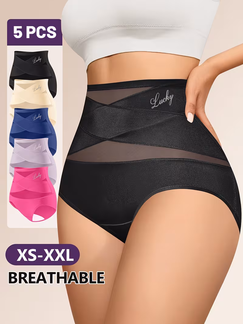 Women's High-Waisted Tummy Control Shapewear Panties – Seamless Breathable Postpartum Waist Slimming Briefs