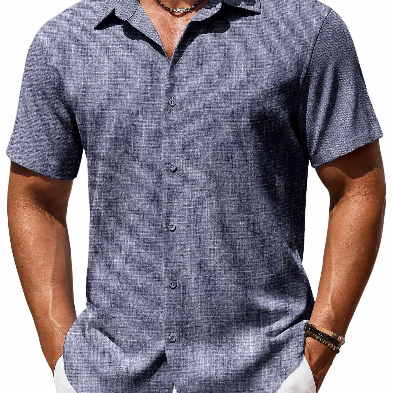 COOFANDY Men's Casual Short Sleeve Linen Shirt