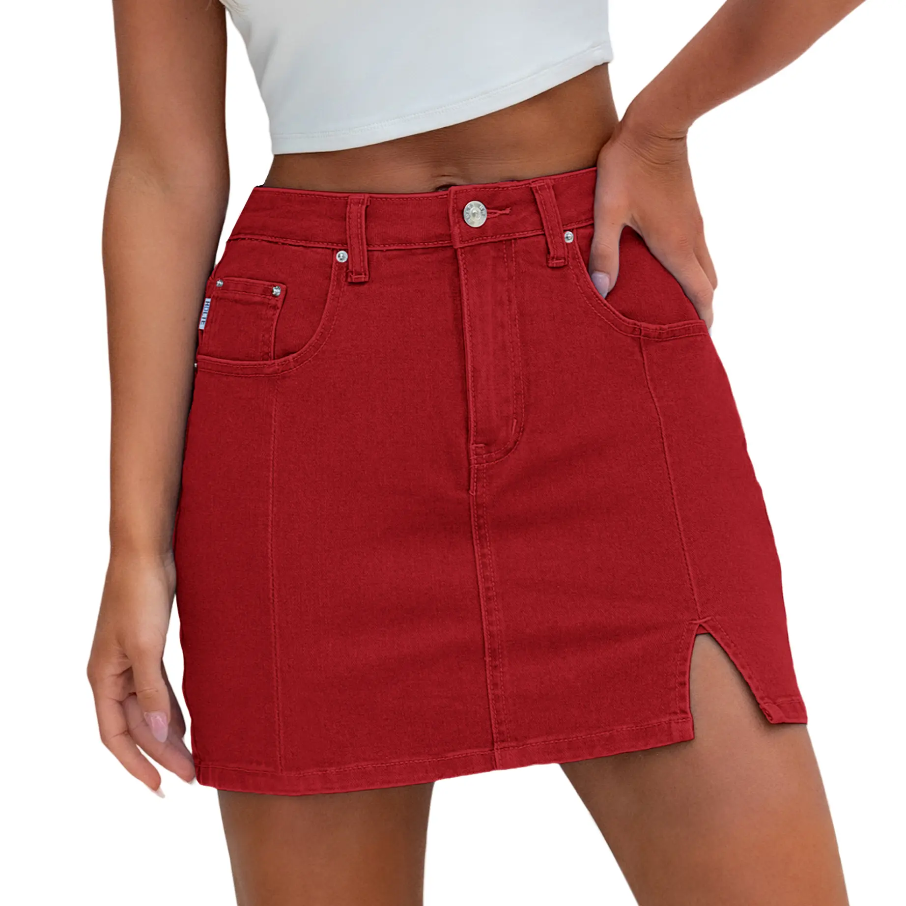 Genleck Women's High-Waisted Denim Skort with Shorts