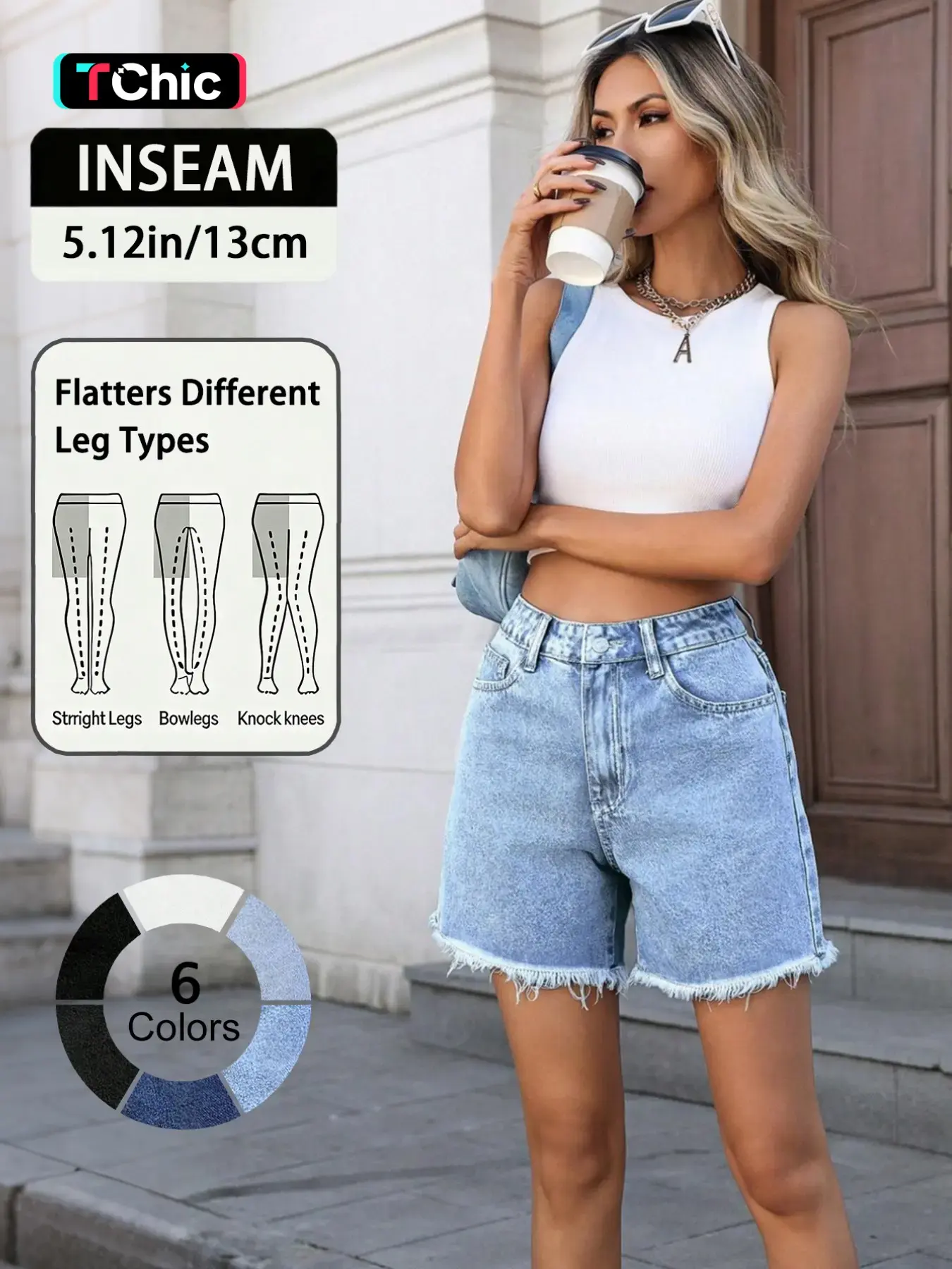Women's High-Waisted Denim Shorts – Relaxed Fit Frayed Hem Summer Jean Shorts