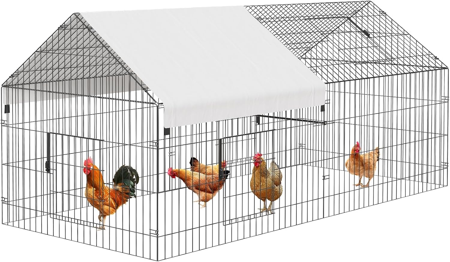 NUGRIART Metal Chicken Coop 83×38 Chicken Run with Waterproof Cover Portable Poultry Cage Walk in Hen House Outdoor Backyard Farm Animal Enclosure Crate Pet Playpen Exercise Pen for Rabbit Duck