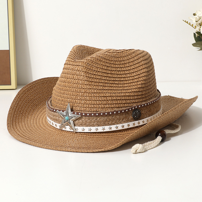 Sun Protection Flat-Top Woven Straw Beach Hat