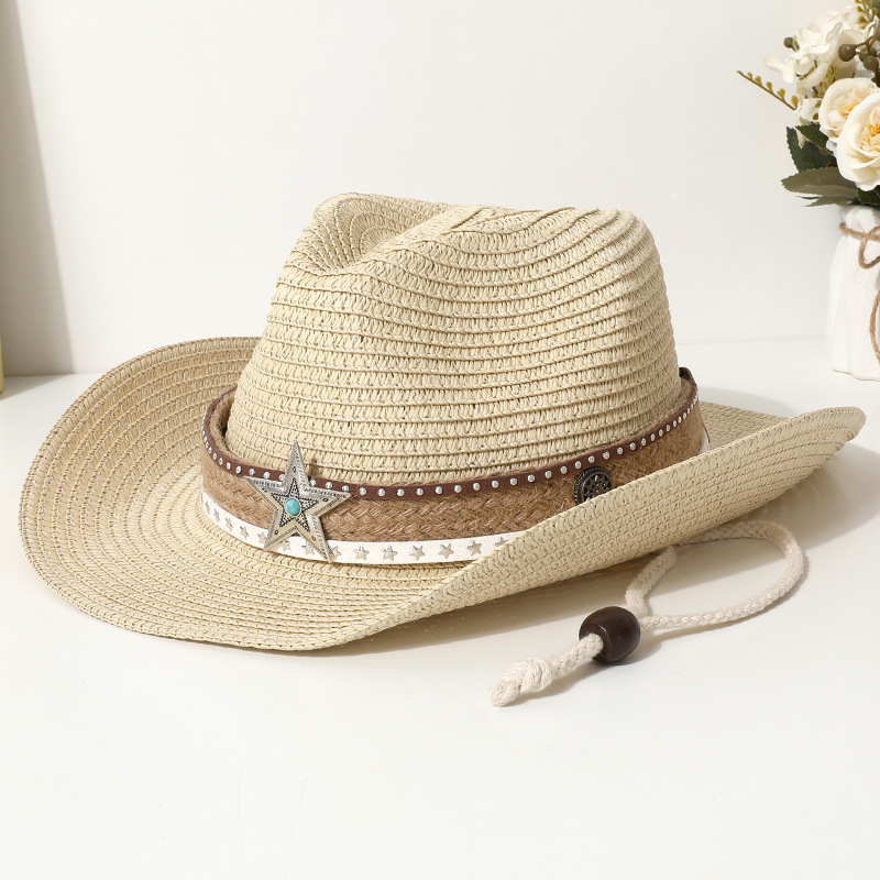 Sun Protection Flat-Top Woven Straw Beach Hat