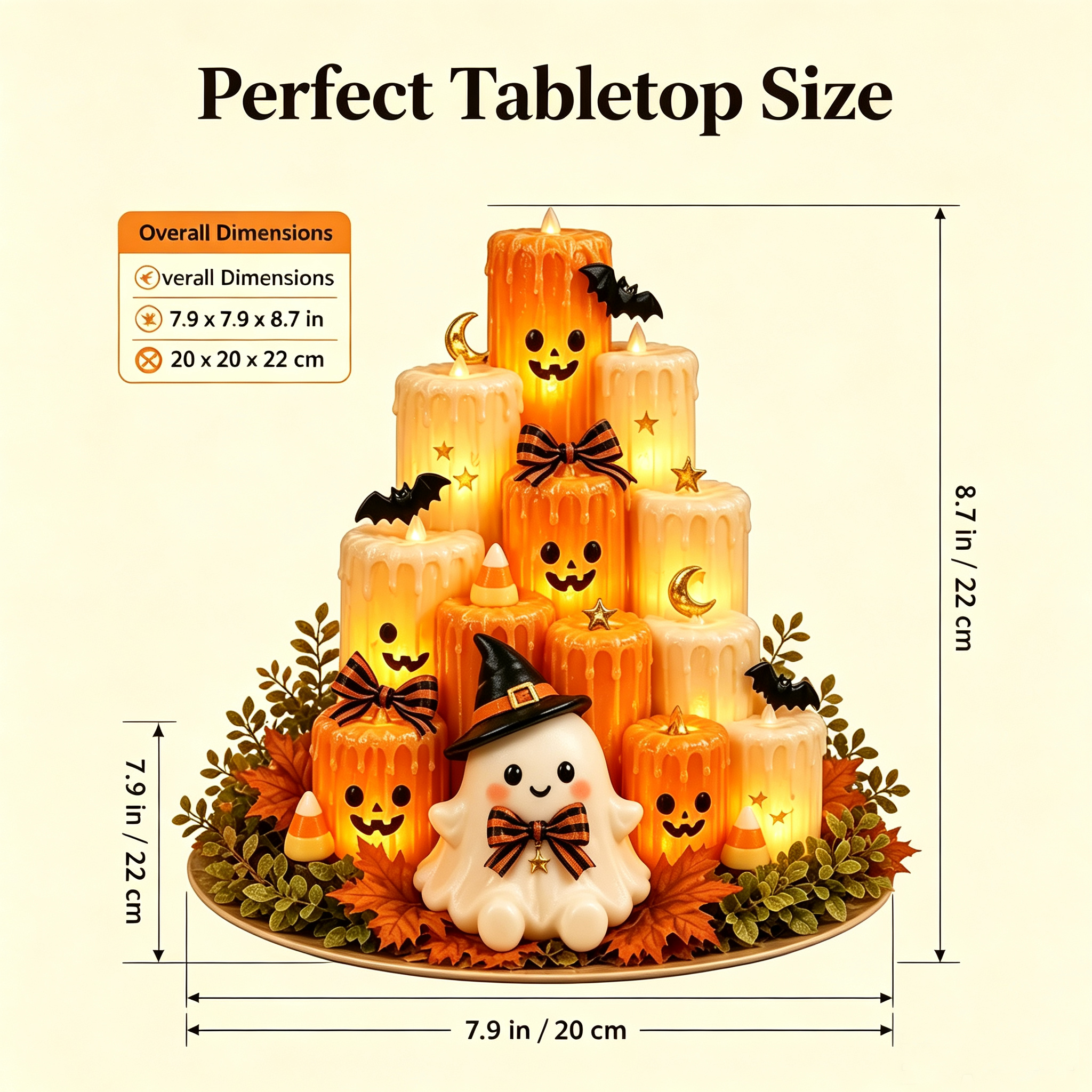 Cozy Autumn PumpkinCandle Tower I Led FlamelessHoliday Decor