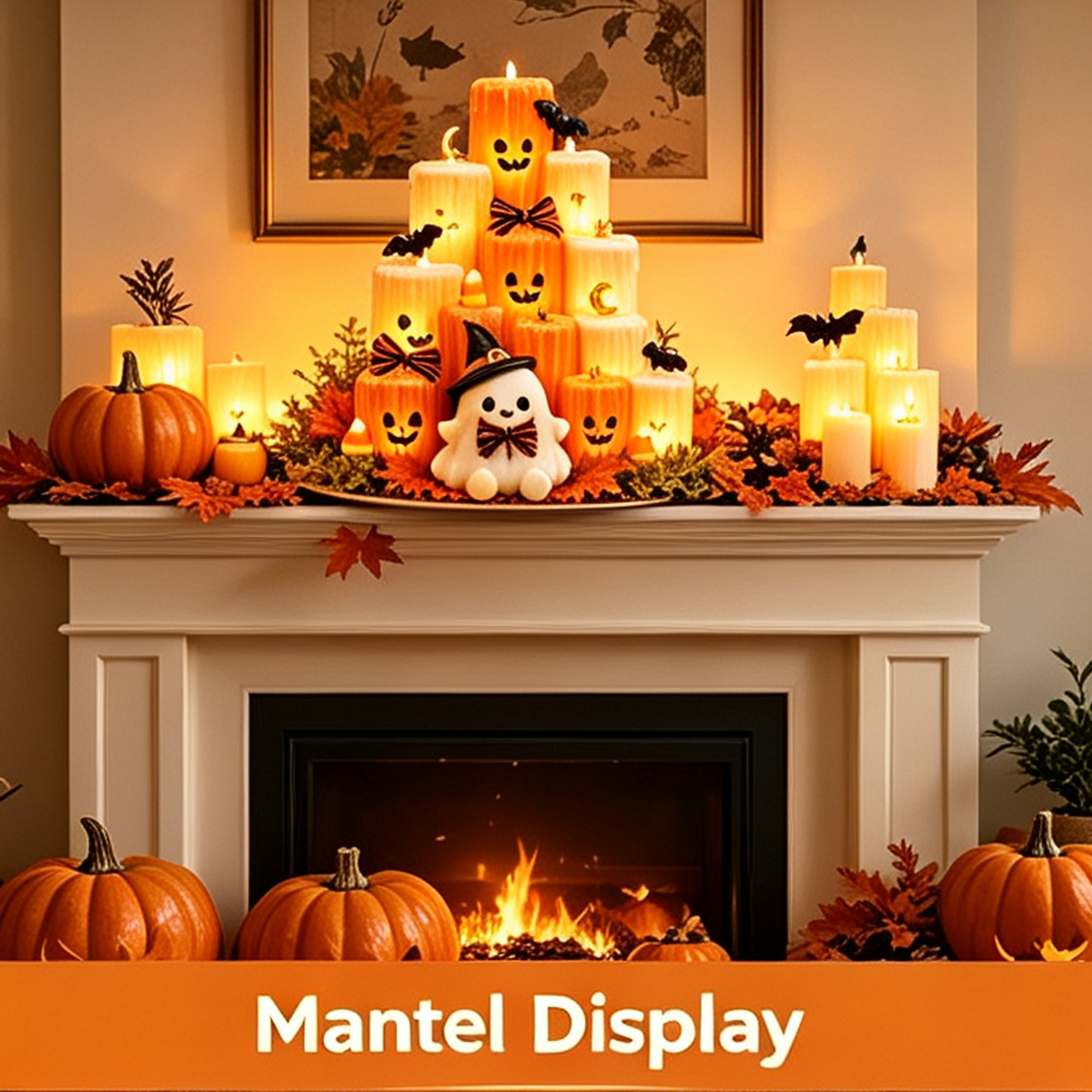 Cozy Autumn PumpkinCandle Tower I Led FlamelessHoliday Decor