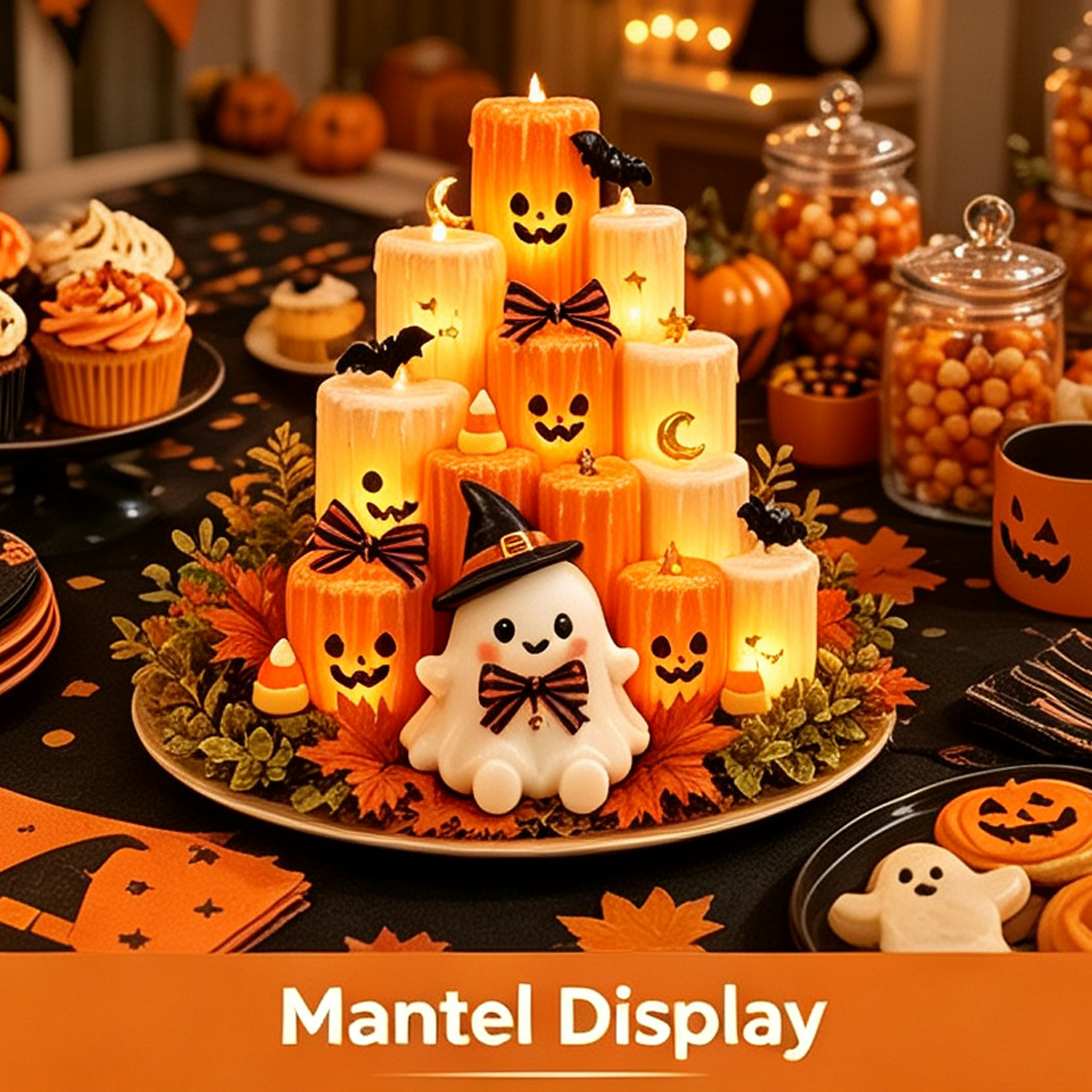 Cozy Autumn PumpkinCandle Tower I Led FlamelessHoliday Decor